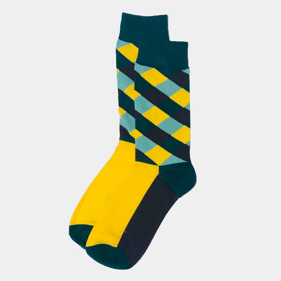 Yellow/Dark Green Dimona Sock